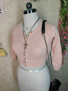 Cute Pink Cropped Cardigan