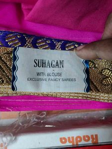 Ladies Pink Saree with Petticoat – New Unused