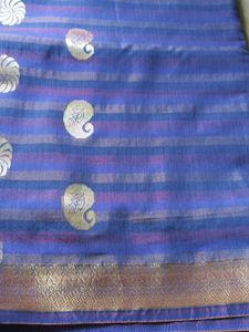 Blue & Gold Patterned Saree with blouse