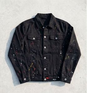 Nuon by Westside Black Denim Jacket with Paint Spl
