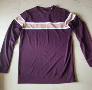 Men's Burgundy Striped Long Sleeve T-Shirt
