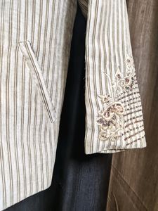 Boys Printed Party/Festive Designer Blazer (Cream)