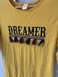 Yellow "Dreamer" T-Shirt with Tassels