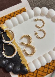 Anti Tarnish 3 pair gold earrings