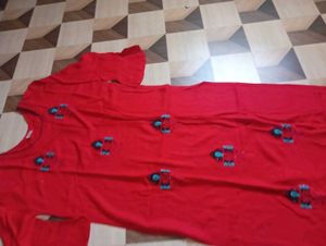 Elegant Red Embroidered Kurta