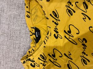 Yellow Graphic Print Cropped Top