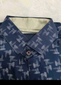Men's Navy Blue Printed Casual Shirt