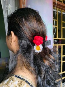 Crocheted Flower Hair Clips