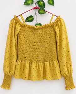 Yellow Polka Dot Smocked Top