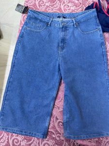 Shein Wide Leg Blue Denim Jorts