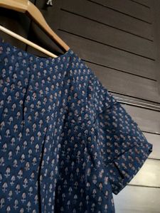 Fabindia Blue Cotton Dabu Printed Arcadian Top