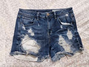 Distressed Denim Shorts