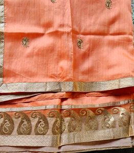 Peach Embroidered Saree