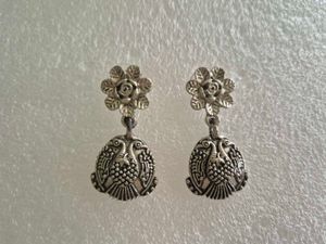 Silver Toned Peacock Earrings-Unused