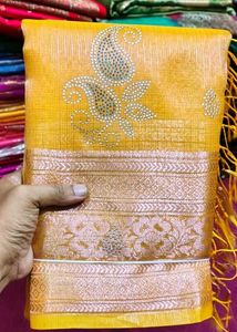 Stunning Yellow Saree with Stone Work