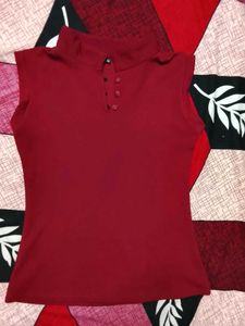 Solid Stylish Maroon Top