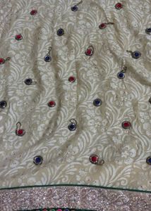 Embellished Cream Saree