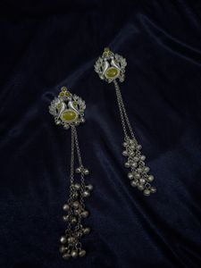 Kashmiri Oxidized Silver jhumka 💛🦚