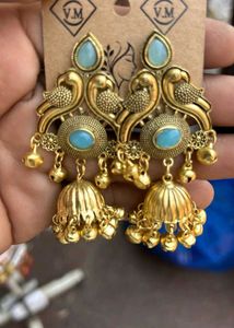 Gold Tone Bird Jhumka Earrings