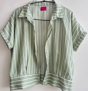 Vertical Striped Cropped Shirt