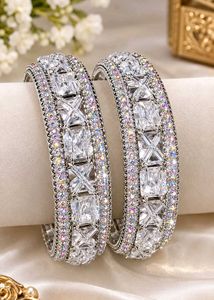 Elegant CZ Bangles - Pair of 2