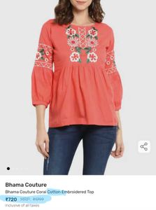 100% Cotton Embroidered Kurta Top