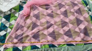Elegant Pink Tulle Dupatta
