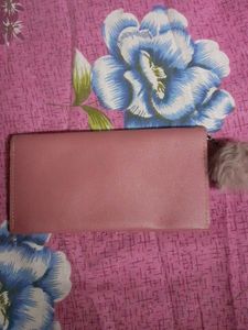 Women's Pink Purse Girl's Mauve Wallet With Pompom