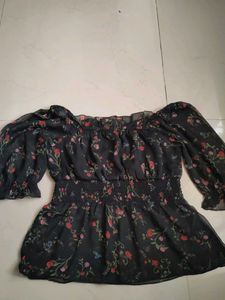 Chic Floral Print Sheer Blouse