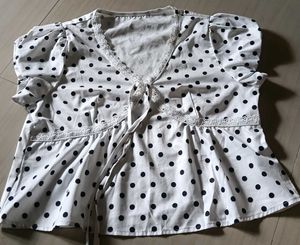 Polka Dot Wrap Top