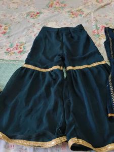 Stylish Teal Kurta Set with Gold Embellishments