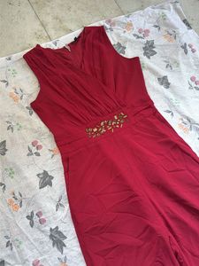 Elegant Red Jumpsuit with Embellishments