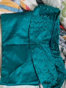 Emerald Green blouse with Pearl Detail