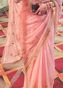Elegant Pink Embellished Saree