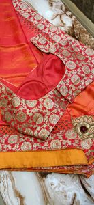 Rust saree with padded blouse