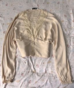 Elegant Cream Lace Trimmed