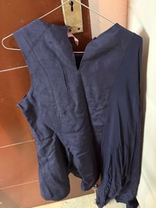 Elegant Navy Kurta with Gold Embroidery
