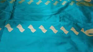 Beautiful Blue Saree with Intricate Patterns