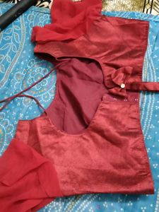 Maroon Silk Blouse with Bow Detail