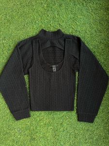 Forever 21 Black Knit Top and cutout slee