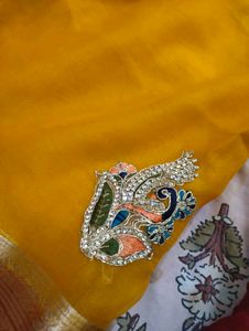 Elegant Yellow Silk Saree with Maroon Border