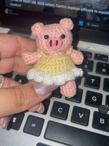 Handmade Crocheted Pig Charm