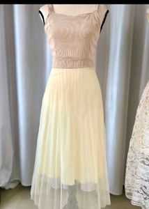 Chic Cream Tulle Layered Dress