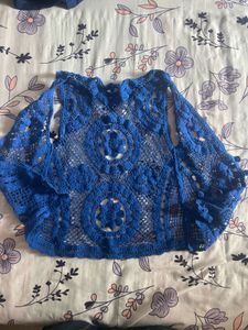 Boho Blue Crochet Vest