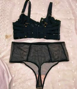 Sexy Black Lace &amp; Faux Leather set
