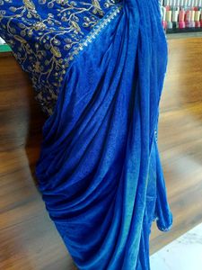Elegant Blue Velvet Bollywood Saree