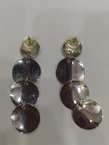 Silver Coloured Multi-Disc Tiered Drop Earrings