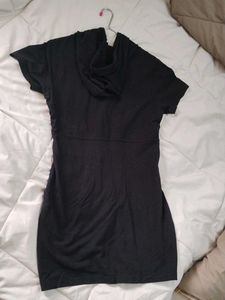 Black Hoodie Dress with Corset Detail