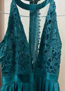 Stunning Teal Lace Halter Neck Dress