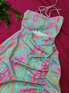 Y2K Halter Neck Ruched Mini Dress